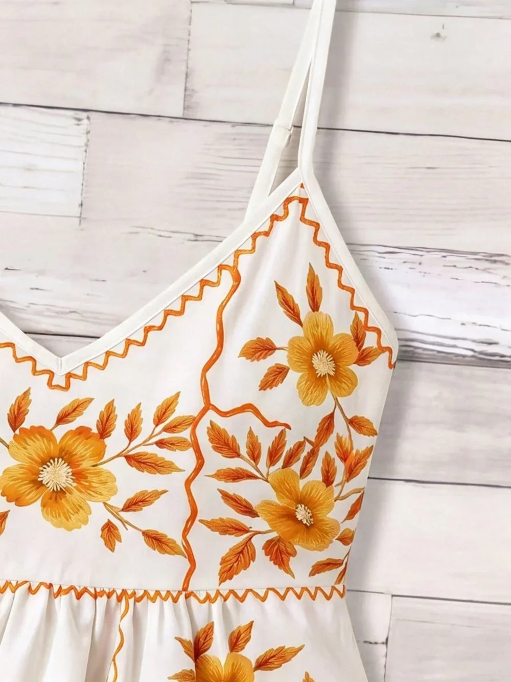 Yellow Boho Women's Round Neck Lantern Sleeve Embroidery Print A-Line